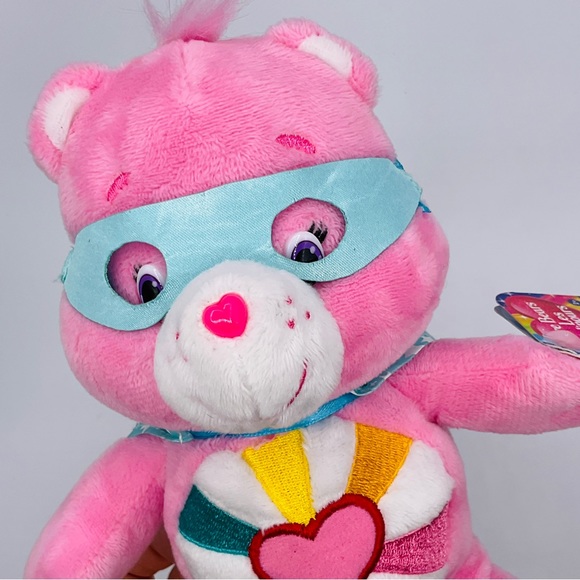 Care Bears 8” Hopeful Heart Superhero Friends Pink Bear Plush Mask Cape Stuffed - Picture 2 of 11